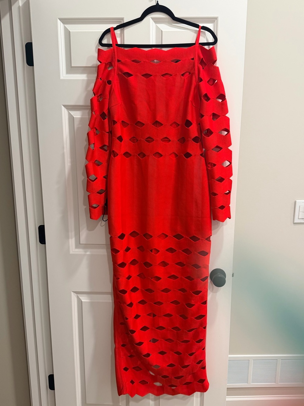 Fashion Nova Red Bandage Cold-Shoulder Cutout Maxi Dress